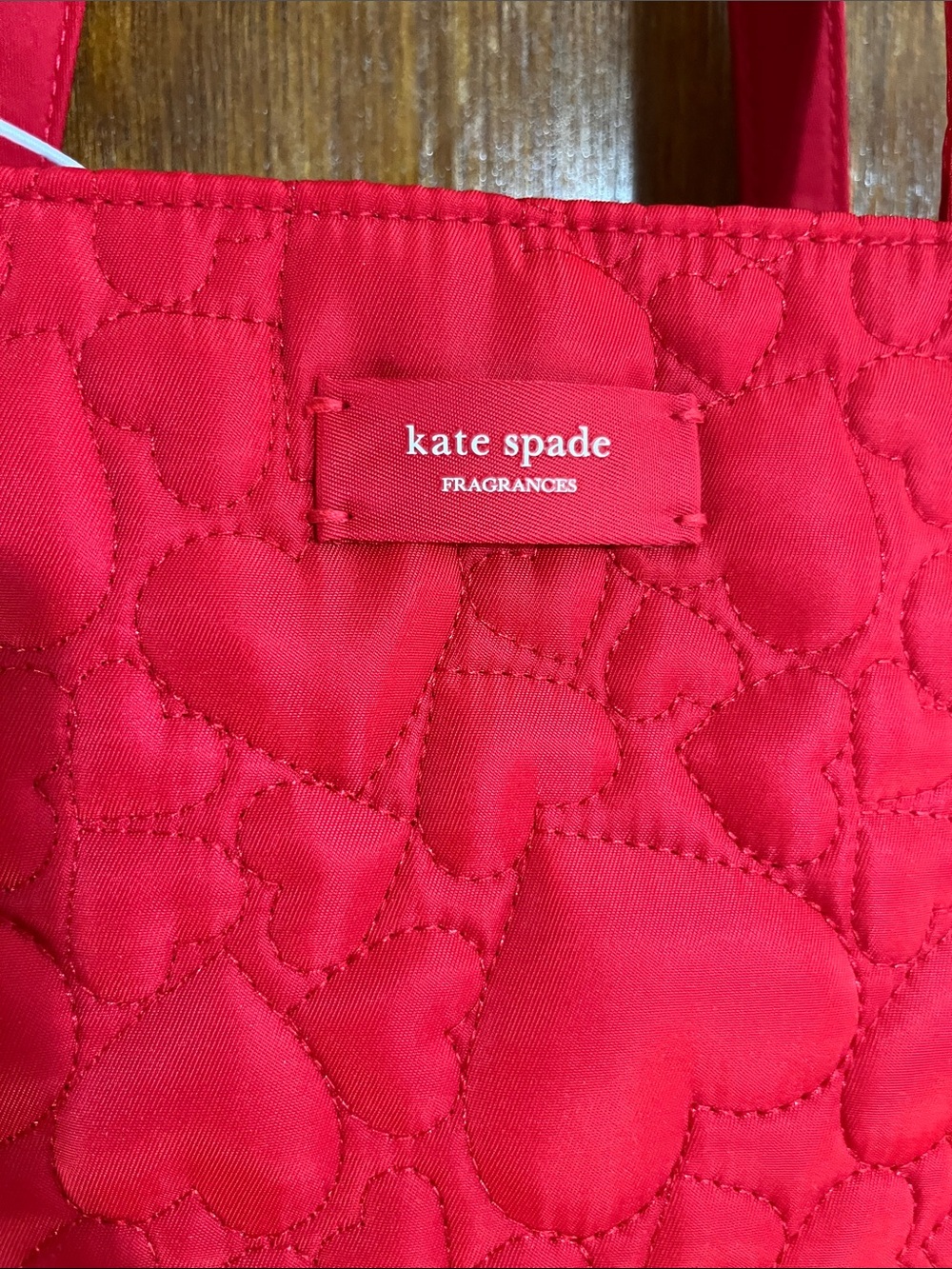 Kate Spade Red Quilted Heart-Pattern Tote - Picture 4 of 9